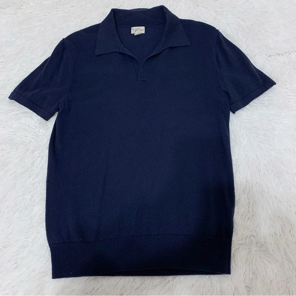 J Crew Men's short‎ sleeve Navy Polo popover sweater